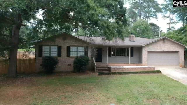 100 Hill Springs Ct, Lexington, SC 29073 - ranch-style home with covered porch, a garage, driveway, brick siding, and crawl space