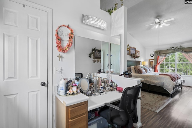 300 Green Rose, Columbia, SC 29229 - bedroom with dark wood-style floors, lofted ceiling, and an office area