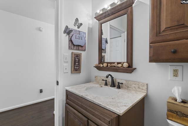 300 Green Rose, Columbia, SC 29229 - bathroom featuring vanity, wood finished floors, and baseboards
