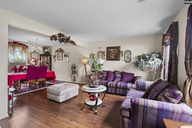 300 Green Rose, Columbia, SC 29229 - living room featuring a chandelier, wood finished floors, and baseboards