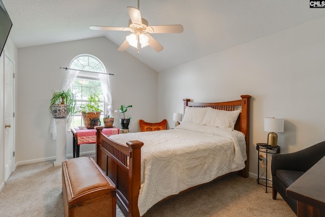 248 N High Duck Trl, Blythewood, SC 29016 - bedroom featuring light colored carpet, lofted ceiling, ceiling fan, and baseboards