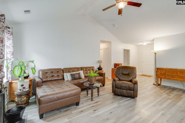 248 N High Duck Trl, Blythewood, SC 29016 - living area featuring ceiling fan, light wood-style floors, and high vaulted ceiling