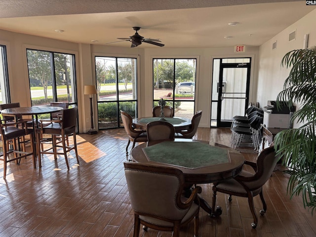 1085 Shop Rd Unit 117, Columbia, SC 29201 - dining area featuring plenty of natural light, dark wood-style flooring, and ceiling fan