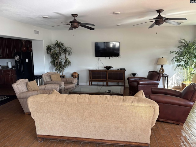 1085 Shop Rd Unit 117, Columbia, SC 29201 - living area featuring a ceiling fan and dark wood finished floors