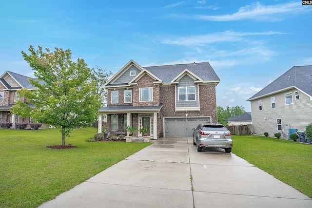 178 Greenbank Dr, Lexington, SC 29073 - craftsman house featuring concrete driveway, brick siding, a garage, and a porch