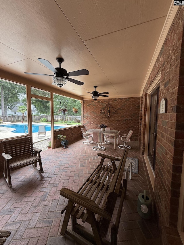 3270 Winchester Ln, Orangeburg, SC 29118 - view of patio / terrace with an outdoor pool and a ceiling fan