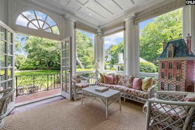1100 W Carolina Ave, Hartsville, SC 29550 - sunroom featuring crown molding and view of wooded area