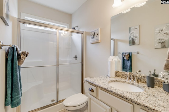 535 New Cut Ln, Blythewood, SC 29016 - bathroom with vanity, toilet, and a stall shower