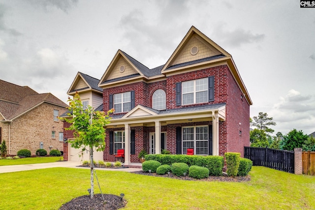535 New Cut Ln, Blythewood, SC 29016 - view of front of house featuring brick siding, covered porch, driveway, and a garage
