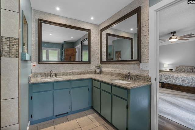 421 Willow Bend Dr, Columbia, SC 29212 - ensuite bathroom featuring double vanity, a ceiling fan, and recessed lighting