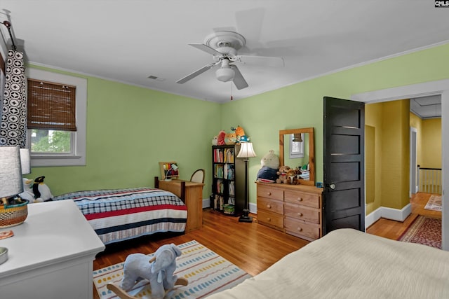 107 Southwood, Columbia, SC 29205 - bedroom featuring wood finished floors, ornamental molding, and ceiling fan
