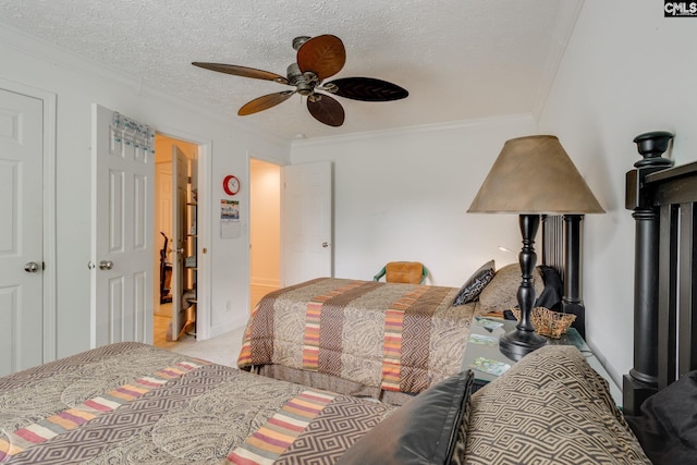 2117 Togetherness Way, Mcbee, SC 29101 - bedroom with crown molding, carpet floors, ceiling fan, and a textured ceiling