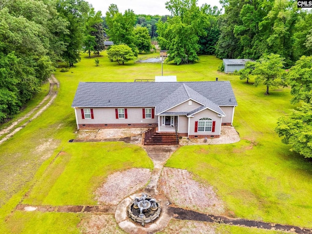 2117 Togetherness Way, Mcbee, SC 29101 - view of front facade featuring crawl space, a front yard, and roof with shingles