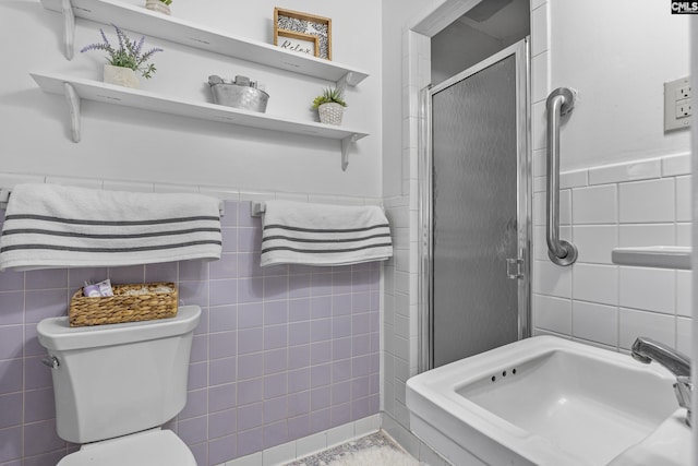 1409 Hazel St, Cayce, SC 29033 - full bathroom with tile walls, a shower stall, and a wainscoted wall