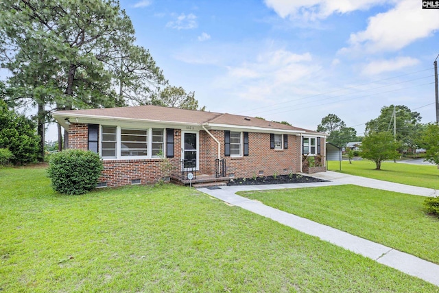 1409 Hazel St, Cayce, SC 29033 - ranch-style house featuring crawl space, brick siding, a front yard, and driveway