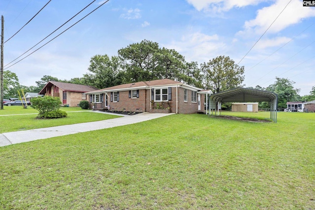 1409 Hazel St, Cayce, SC 29033 - ranch-style house featuring a carport, a front yard, brick siding, and crawl space