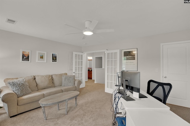 330 Lanyard Ln, Chapin, SC 29036 - office featuring french doors, light colored carpet, and ceiling fan