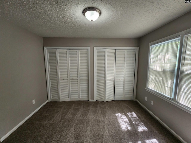 325 Trinity Three Rd, Irmo, SC 29063 - unfurnished bedroom featuring multiple closets, carpet floors, multiple windows, and a textured ceiling