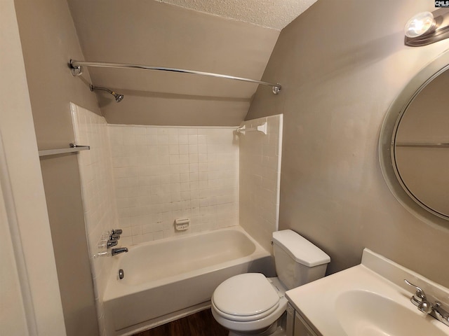 325 Trinity Three Rd, Irmo, SC 29063 - full bathroom with bathing tub / shower combination, vanity, vaulted ceiling, and a textured ceiling