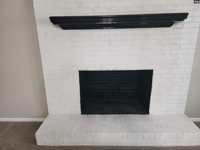 325 Trinity Three Rd, Irmo, SC 29063 - detailed view of a brick fireplace and carpet floors