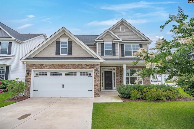 935 Taramore Ln, Lexington, SC 29072 - craftsman-style home with driveway, stone siding, and a front lawn