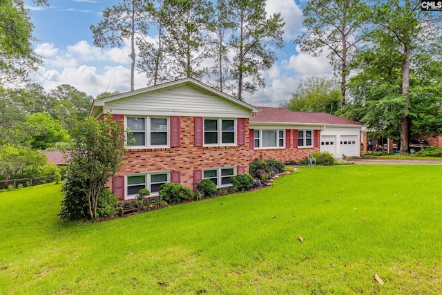 6413 Bridgewood Rd, Columbia, SC 29206 - view of front of house featuring brick siding, an attached garage, driveway, and a front yard