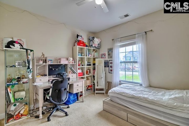 1817 Crystal Ln, West Columbia, SC 29170 - carpeted bedroom featuring an office area and ceiling fan