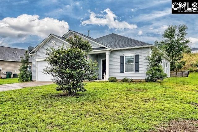 1817 Crystal Ln, West Columbia, SC 29170 - view of front of house featuring concrete driveway, a garage, and a front lawn