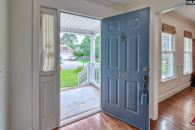 18 Ridgetop Ct, Columbia, SC 29229 - entrance foyer with crown molding and hardwood / wood-style flooring