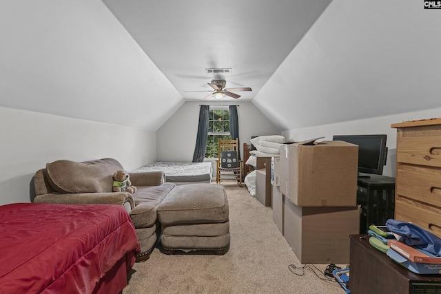 115 Black Creek Ln, Irmo, SC 29063 - bedroom with carpet floors, vaulted ceiling, and ceiling fan