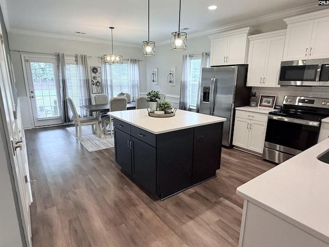 122 Tannery Way, Lexington, SC 29073 - kitchen featuring stainless steel appliances, dark wood finished floors, white cabinets, light countertops, and recessed lighting