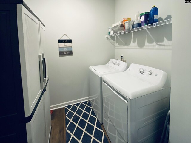 122 Tannery Way, Lexington, SC 29073 - washroom featuring separate washer and dryer and dark wood-type flooring