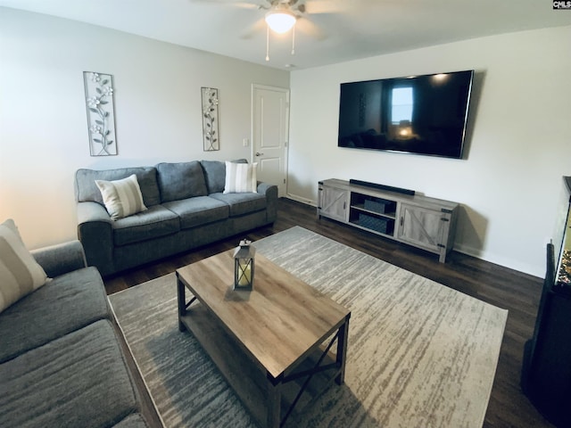 122 Tannery Way, Lexington, SC 29073 - living area featuring dark wood-style floors and a ceiling fan