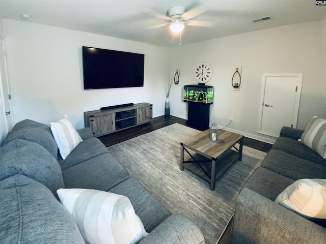 122 Tannery Way, Lexington, SC 29073 - living room featuring ceiling fan and dark wood-type flooring