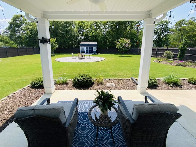 122 Tannery Way, Lexington, SC 29073 - fenced backyard with a storage shed and a patio