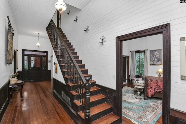 1208 Peacehaven Rd, Chapin, SC 29036 - stairs with hardwood / wood-style floors and wood walls