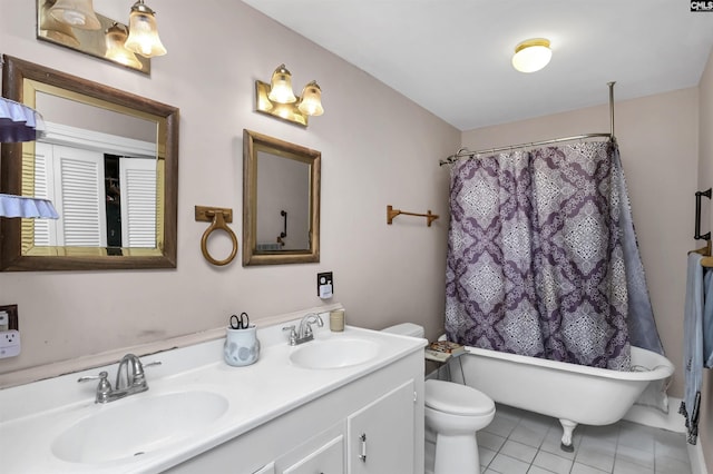 1208 Peacehaven Rd, Chapin, SC 29036 - full bathroom featuring tile patterned flooring, double vanity, a freestanding bath, and a shower with curtain