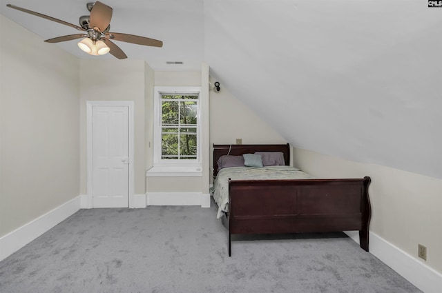 1208 Peacehaven Rd, Chapin, SC 29036 - bedroom featuring carpet flooring, lofted ceiling, and ceiling fan
