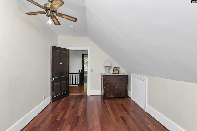 1208 Peacehaven Rd, Chapin, SC 29036 - additional living space featuring vaulted ceiling, dark wood finished floors, and a ceiling fan
