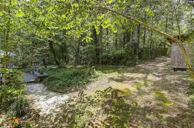 1208 Peacehaven Rd, Chapin, SC 29036 - view of yard with a wooded view and a deck