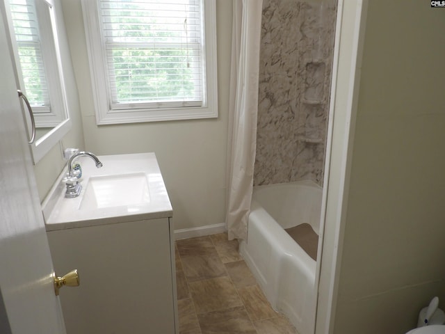 1016 Willis St, Batesburg, SC 29006 - full bathroom with vanity and shower / bathtub combination with curtain