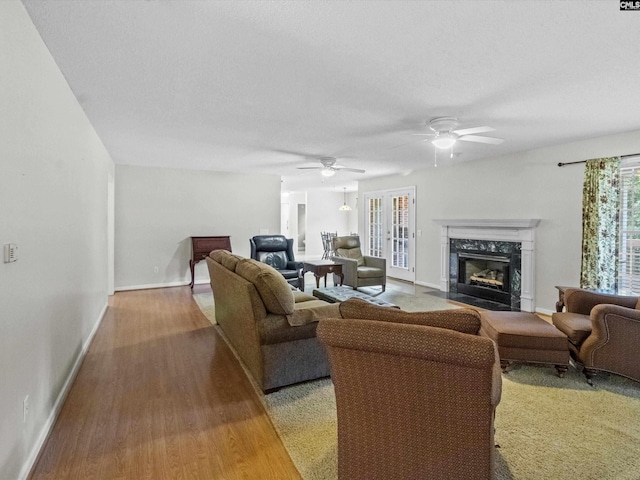 302 Brown St, Prosperity, SC 29127 - living area with a premium fireplace, a ceiling fan, and light wood finished floors