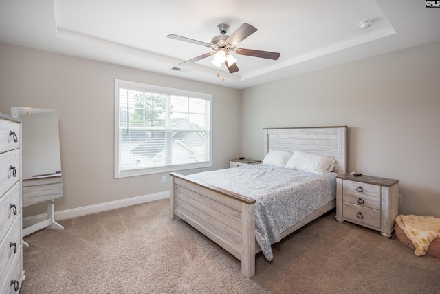 230 Eascott Pl, Columbia, SC 29229 - bedroom featuring a tray ceiling, light carpet, and a ceiling fan