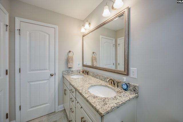 230 Eascott Pl, Columbia, SC 29229 - bathroom with double vanity and marble look tiles