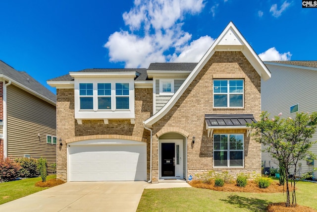 508 Esaw Dr, Elgin, SC 29045 - view of front of property featuring an attached garage, driveway, brick siding, and a front lawn