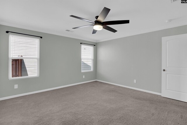 239 Common Reed Dr, Gilbert, SC 29054 - carpeted empty room featuring ceiling fan, ornamental molding, and a smoke detector