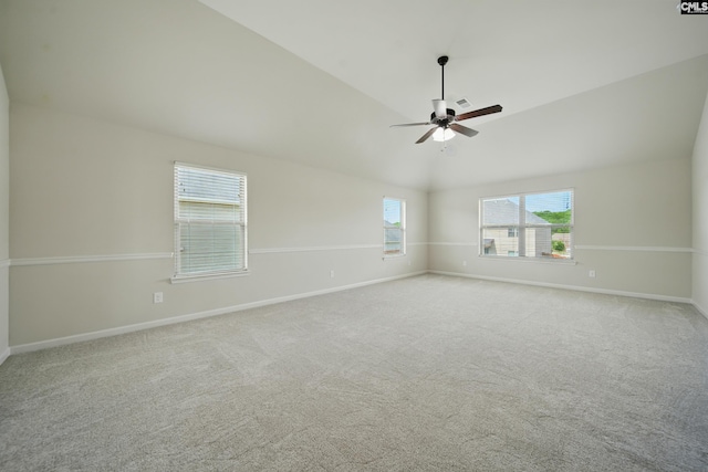 129 River Bridge Ln, Lexington, SC 29073 - spare room with ceiling fan, lofted ceiling, and carpet flooring