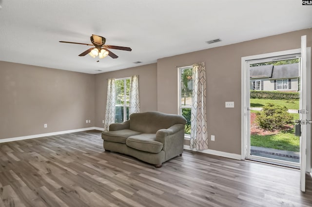 154 Stonewood Dr, West Columbia, SC 29170 - sitting room with wood finished floors and a ceiling fan