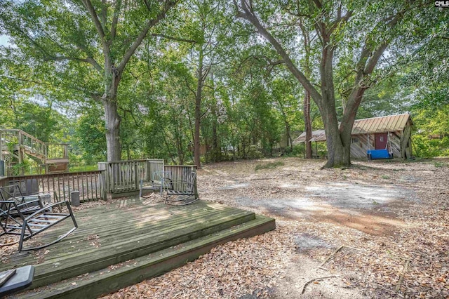 1715 Lacy St, Columbia, SC 29169 - deck with an outbuilding