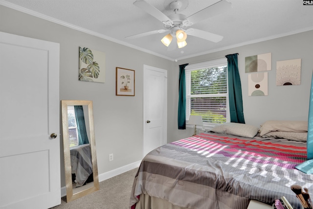 1715 Lacy St, Columbia, SC 29169 - bedroom with carpet flooring, crown molding, and ceiling fan